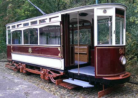 The Hull 96 Tram at Heaton Park Tramway with restored livery