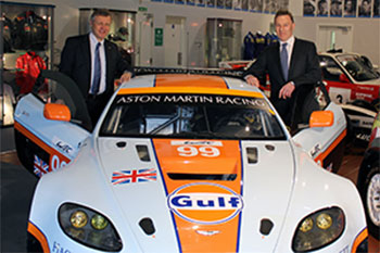 HMG Paints Managing Director John Falder and Prodrive Business Development Director Richard Taylor with the Aston Martin Vantage GTE