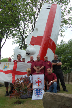 HMG Paints Ltd Stoving Department with the 'Dreadnowt' flying the St Georges Cross